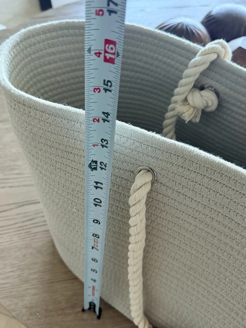Neutral Cream Rope Tote with Leather Handle Accent